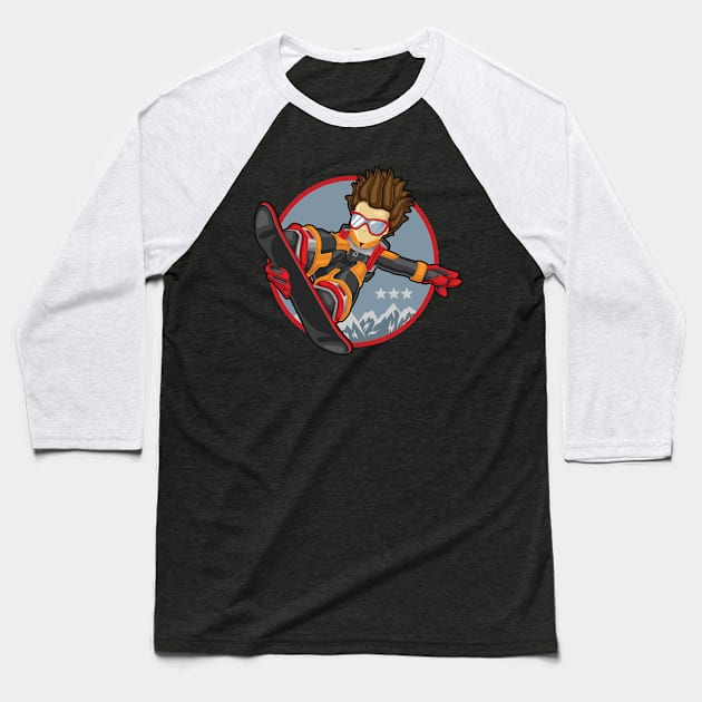 Snowboarder Baseball T-Shirt by viSionDesign